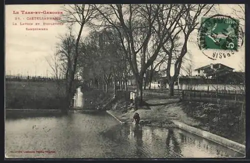 AK Castel-Sarrazin, Le Lavoir et Boulevard Sanguinenc