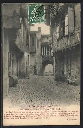 AK Auvillar, Rue des Nobles, XIIIe Siècle