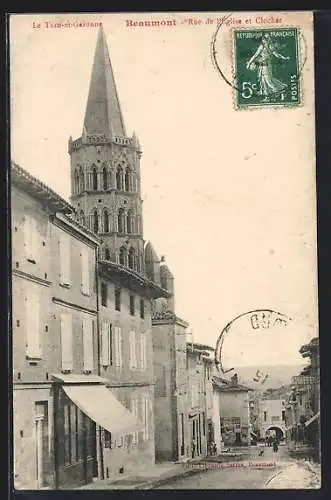 AK Beaumont, Rue de l`Église et Clocher