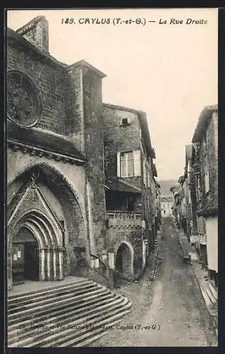 AK Caylus, La Rue Droite et l`église historique