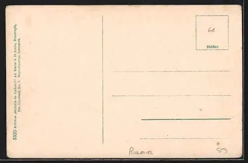 Künstler-AK Predeal, Ortspartie am Denkmal