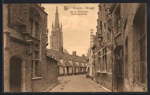 AK Bruges, Rue de Groeninghe mit Wohnhäusern