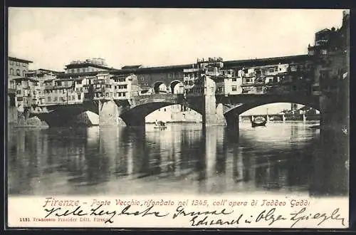 AK Firenze, Ponte Vecchio rifondato nel 1345, coll` opera di Taddeo Gaddi