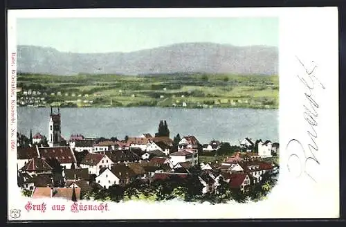 AK Küsnacht, Teilansicht von oben um 1900