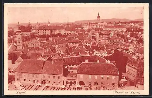 AK Zagreb, Blick über die Dächer der Stadt