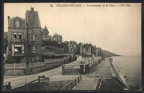 AK Villers-sur-Mer, La promenade de la Digue