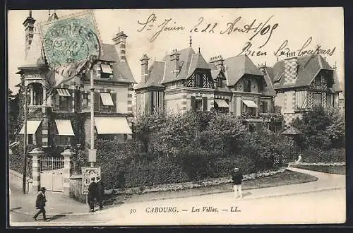 AK Cabourg, Les Villas élégantes au coin de la rue