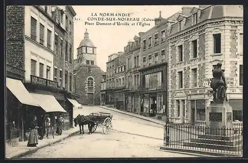 AK Condé-sur-Noireau, Place Dumont-d`Urville et l`Église