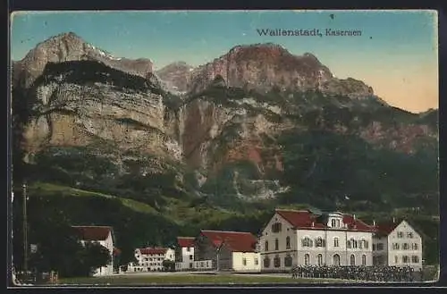 AK Wallenstadt, Kasernen mit Bergpanorama