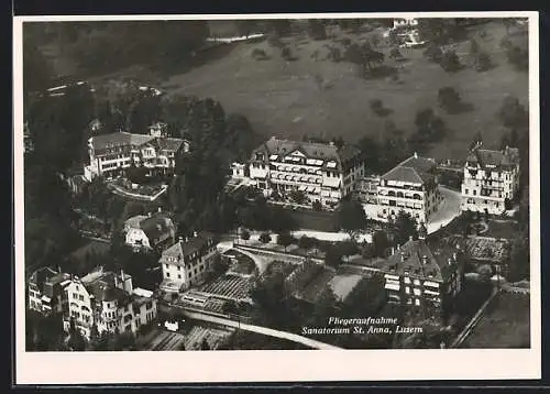 AK Luzern, Sanatorium St. Anna vom Flugzeug aus