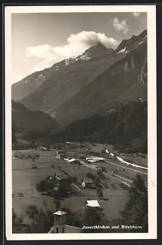 AK Innertkirchen, Ortsansicht gegen das Ritzlihorn