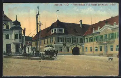 AK Aspang /N.-Ö., Marienplatz und Hotel schwarzer Adler