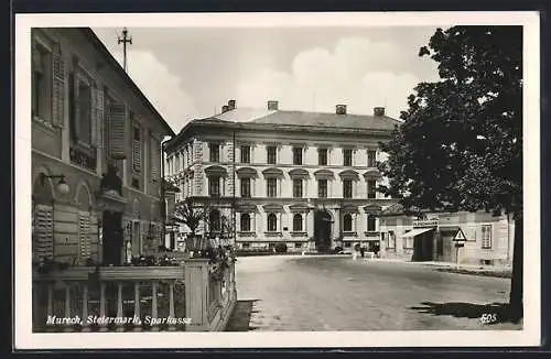 AK Mureck /Steiermark, Sparkassa und Fleischhauerei Friedrich Jahl