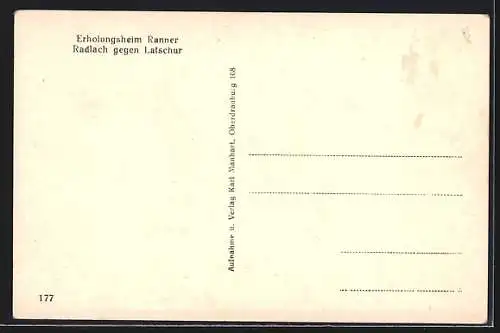 AK Steinfeld /Kärnten, Radlach, Erholungsheim Ranner gegen Latschur