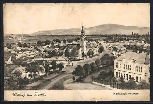 AK Etsdorf am Kamp, Ortsansicht mit Kirche und Volksschule