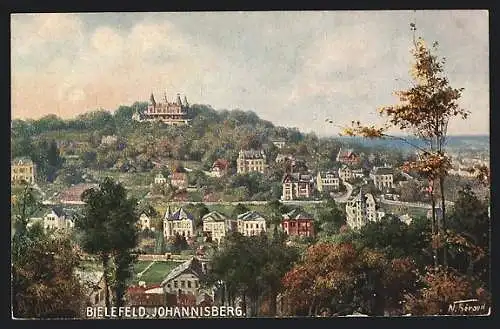 Künstler-AK Bielefeld, Johannisberg mit dem Schützenhaus