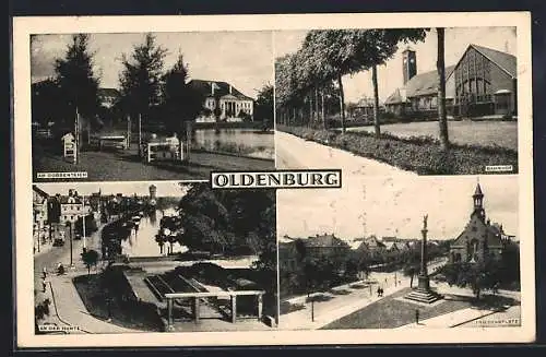 AK Oldenburg / O., Bahnhof, Friedensplatz, An der Hunte