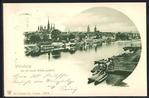 AK Würzburg, Blick von der neuen Brücke