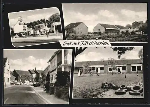 AK Kirchherten, Kindergarten, Tankstelle und Strassenmotiv