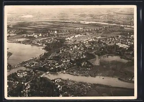 AK Rendsburg, Ortsansicht vom Flugzeug aus