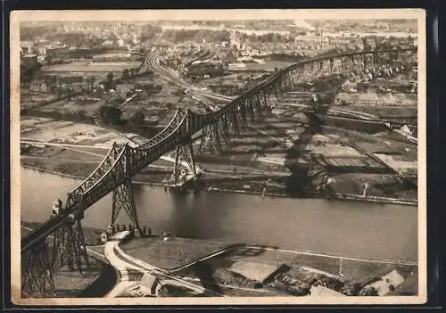 AK Rendsburg, Totalansicht mit Hochbrücke aus der Vogelschau