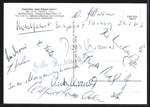 AK Oldenburg / O., Gaststätte zum Drögen Hasen, Bes. K.H. Twiest, Drögen-Hasen-Weg 111
