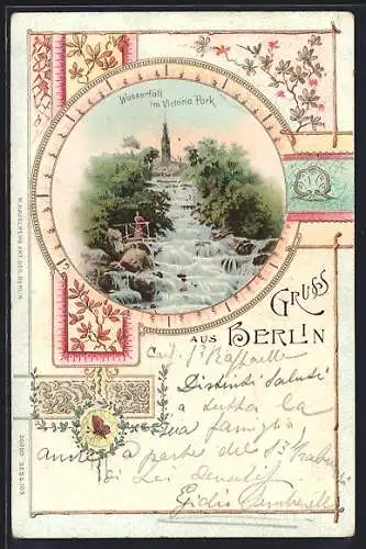 Lithographie Berlin-Kreuzberg, Wasserfall im Victoria Park