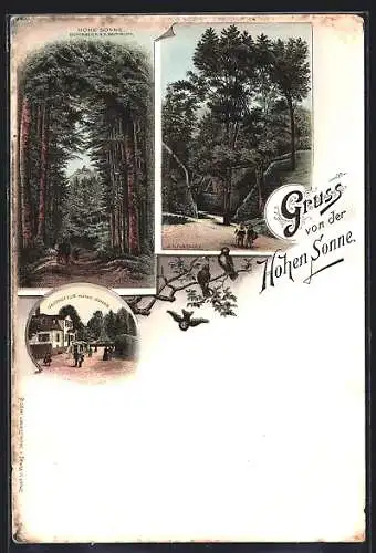Lithographie Eisenach, Hohe Sonne, Annathal, Gasthof zur Hohen Sonne