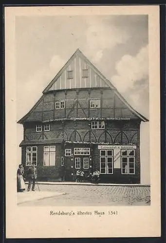AK Rendsburg, Gasthof & Ausspann von J. Verdick, ältestes Haus der Stadt