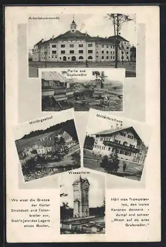 AK Grafenwöhr, Militärgasthof, Arbeitskommando, Wasserturm