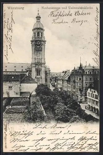 AK Würzburg, Neubaustrasse & Universitätskirche