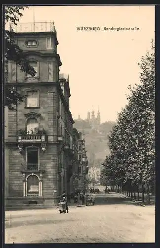 AK Würzburg, Blick in die Sanderglacisstrasse