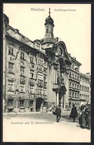 AK München-Au, Sendlingerstrasse mit Asamhaus und St. Johanneskirche