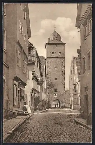 AK Ochsenfurt / Main, Strassenpartie am Klingenturm