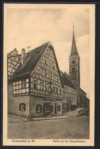 AK Ochsenfurt / Main, Hauptstrasse mit Kirche