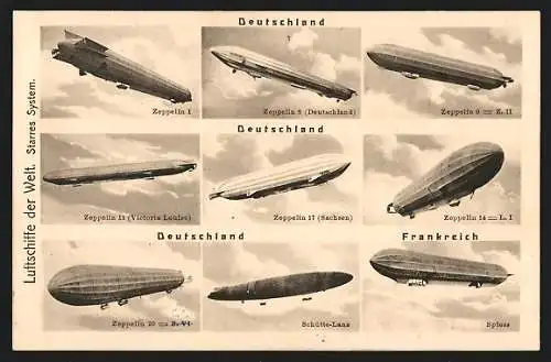 AK Luftschiffe der Welt, Starres System, Zeppeline 1, Deutschland, Z II, Victoria Louise, Sachsen, Schütte-Lanz, Spiess