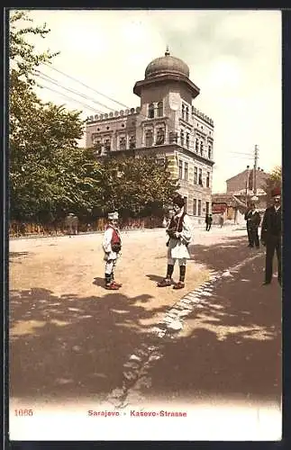 AK Sarajevo, Anohner in Tracht auf der Kasevo-Strasse