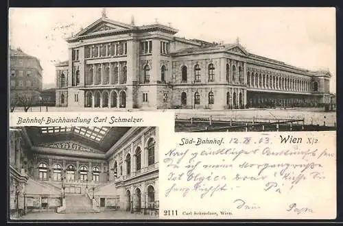 AK Wien, Süd-Bahnhof, Bahnhof-Buchhandlung Carl Schmelzer