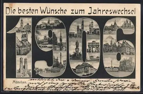 AK München, Stadtansichten in der Jahreszahl 1906