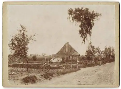 3 Fotografien unbekannter Fotograf, Ansicht Danzig - Gdansk, Gehöft Prangenau / Praust, Oliva, An der Schwentine 1902-19