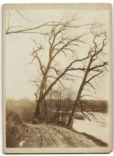 3 Fotografien unbekannter Fotograf, Ansicht Danzig - Gdansk, Gehöft Prangenau / Praust, Oliva, An der Schwentine 1902-19