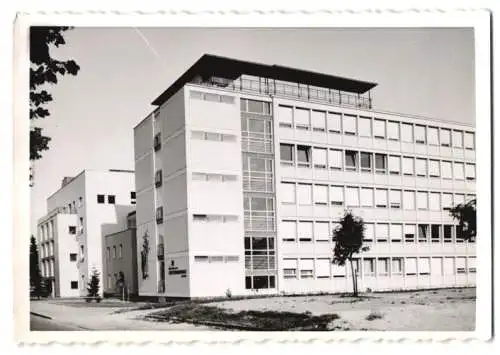 10 Fotografien unbekannter Fotograf, Ansicht St. Pölten, Wohn - und Geschäftshäuser im Bauhaus-Stil, Platz mit Wasserspi