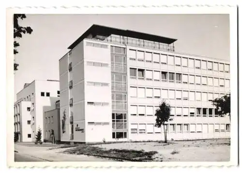 10 Fotografien unbekannter Fotograf, Ansicht St. Pölten, Wohn - und Geschäftshäuser im Bauhaus-Stil, Platz mit Wasserspi