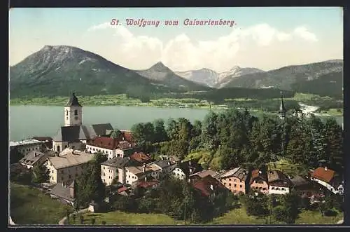 AK St. Wolfgang, Teilansicht mit Kirche vom Calvarienberg