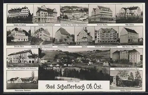 AK Bad Schallerbach, Kurhaus Schallerbachhof, Rathaus, Eisenbahnerheim