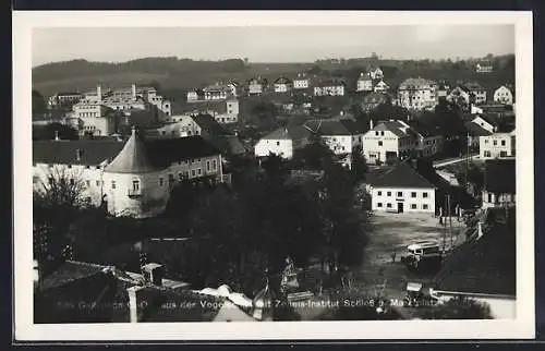 AK Gallspach, Aus der Vogelschau mit Zeileis-Institut, Schloss