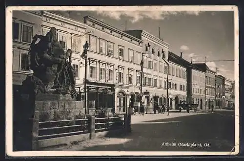 AK Altheim, Marktplatz mit Geschäften