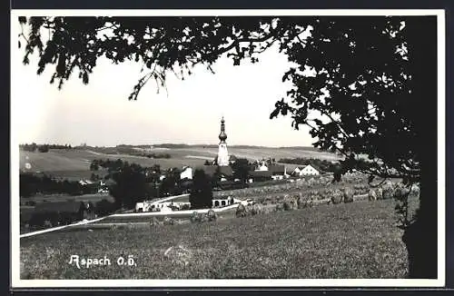 AK Aspach /O. Ö., Teilansicht mit Kirche