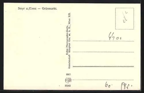 AK Steyr a.d Enns, Grünmarkt mit Passant