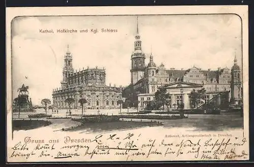 AK Dresden, Kath. Hofkirche und Kgl. Schloss